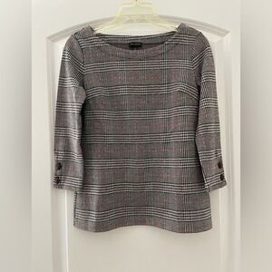 Talbots Plaid Boatneck Tunic Top Size XS